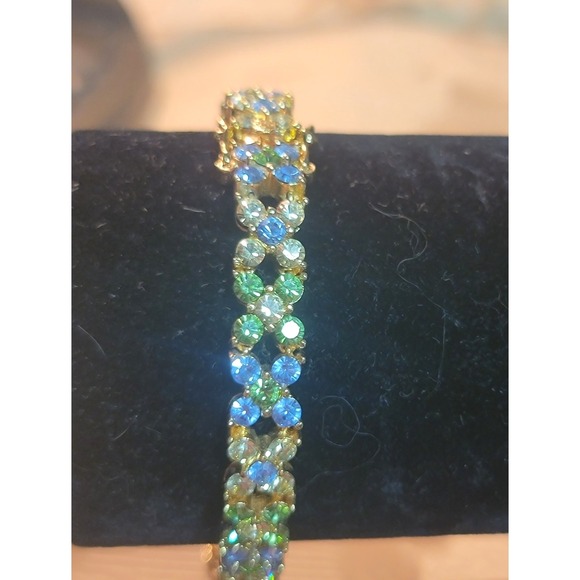 Vtg Joan Rivers Gold Vermeil Crystal Rhinestone XO Tennis Bracelet 7.5" Signed - Picture 2 of 15